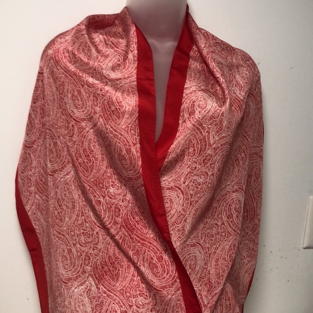 Ellen Tracy Elegant Rectangular Scarf In Red. Pai… - image 7